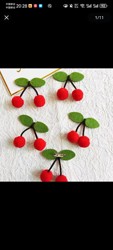 2025 Yin Peach Style Gauze Curtain Decorative Accessories Trinkets Cute Red Cherry with Pin Accessories Embellishment