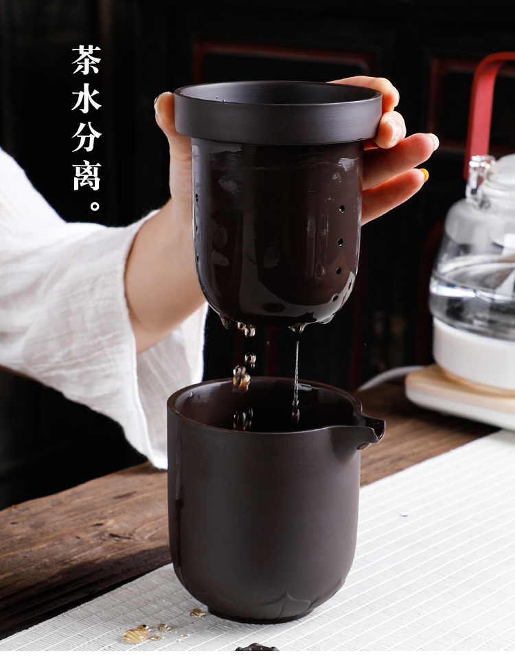 Travel purple sand tea sets portable cup home crack kung fu tea cup outdoors Travel the car with you