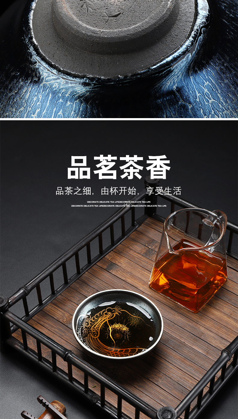 Built one cup tea tasted silver gilding, with pure silver cup of oil droplets tire iron temmoku bowl master cup single CPU ceramic jianyang