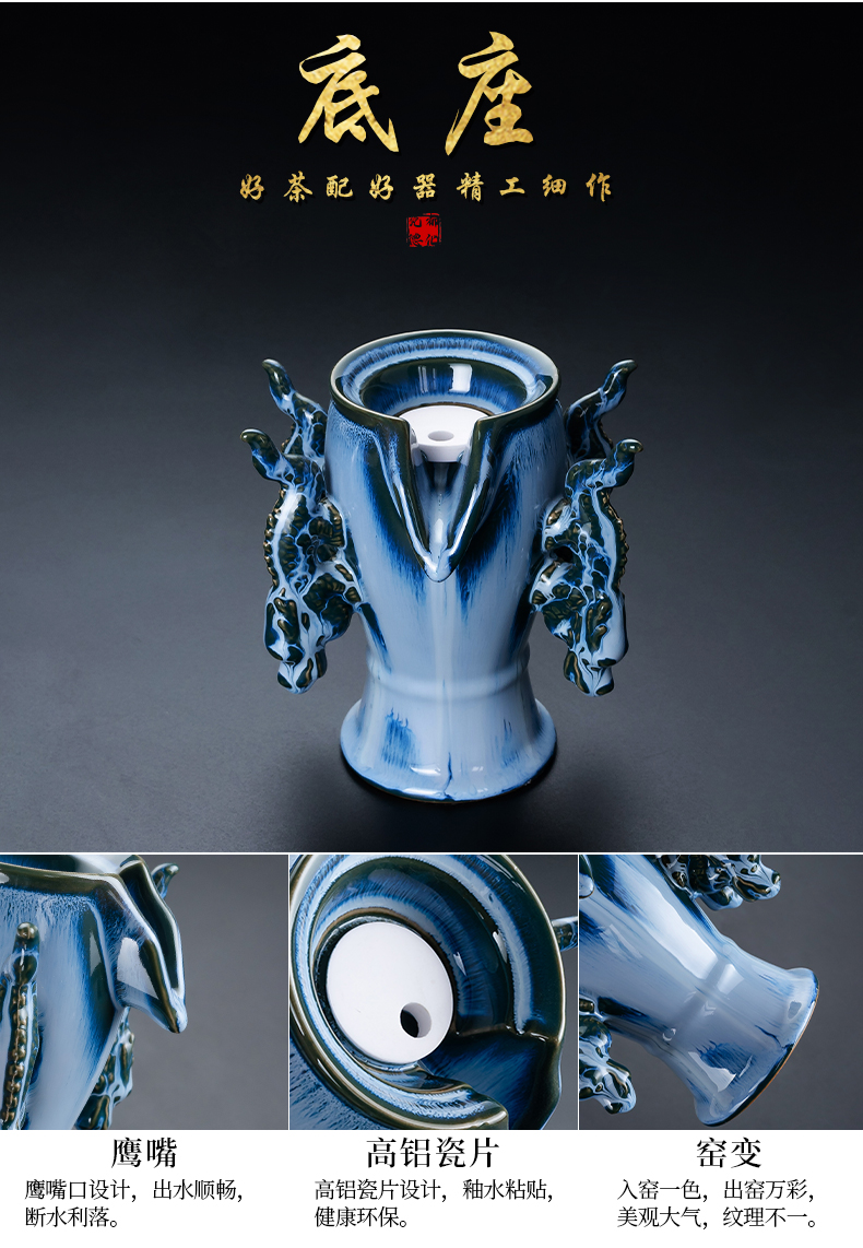 Lazy tea set suit household whole semi - automatic up tea masterpieces, fit the hot teapot teacup ceramics