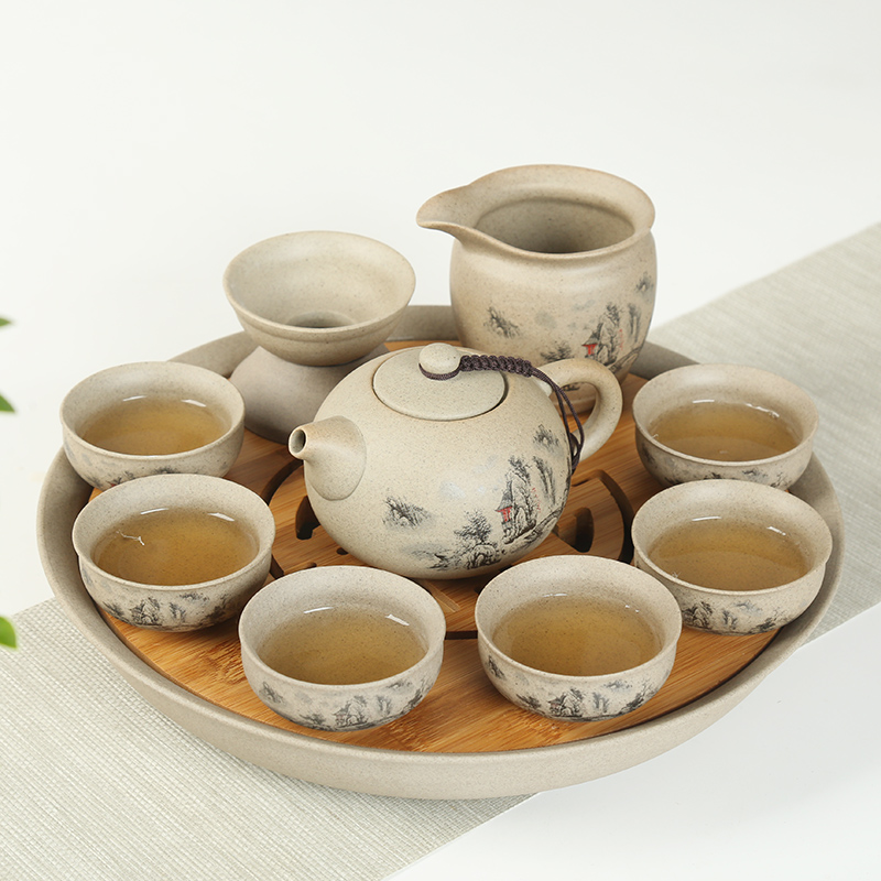 Is Yang coarse pottery kung fu tea set ceramic dry tea cups platter suit Japanese household contracted small tea tea