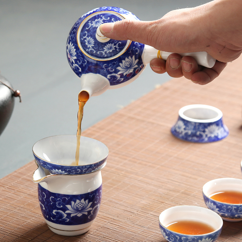 Is young, and a complete set of kung fu tea set suit small household contracted ceramics jingdezhen porcelain teapot side white porcelain cup