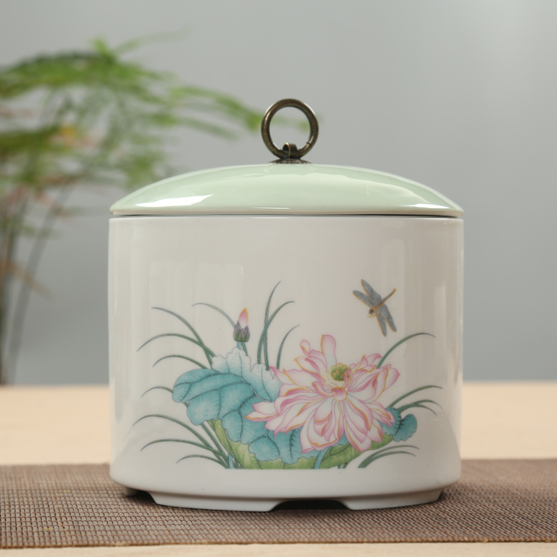 Is Yang large ceramic seal can wake tea caddy fixings tea warehouse storage POTS of tea box white porcelain bales tea pot