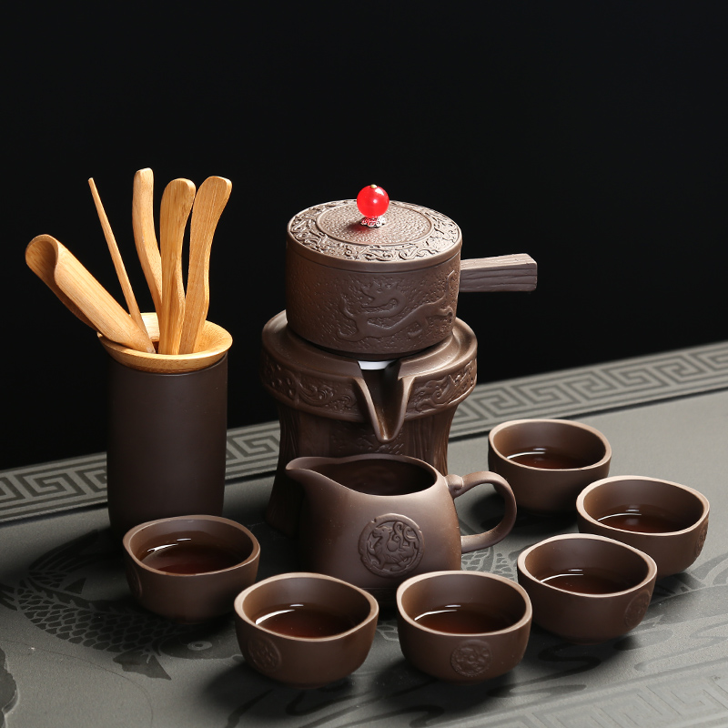 Is Yang, yixing purple sand kung fu tea set undressed ore old purple clay cups of a complete set of automatic tea glass teapot