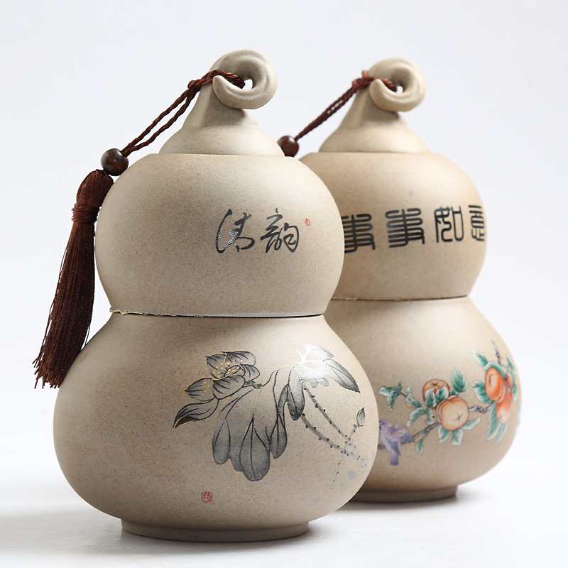 Coarse pottery ceramic seal tank size puer tea pot of tea caddy fixings warehouse hoist double store tea POTS moistureproof
