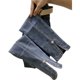 Design sense niche slit denim cropped trousers women's 2023 spring and summer new slimming slim eighth cigarette pants tide