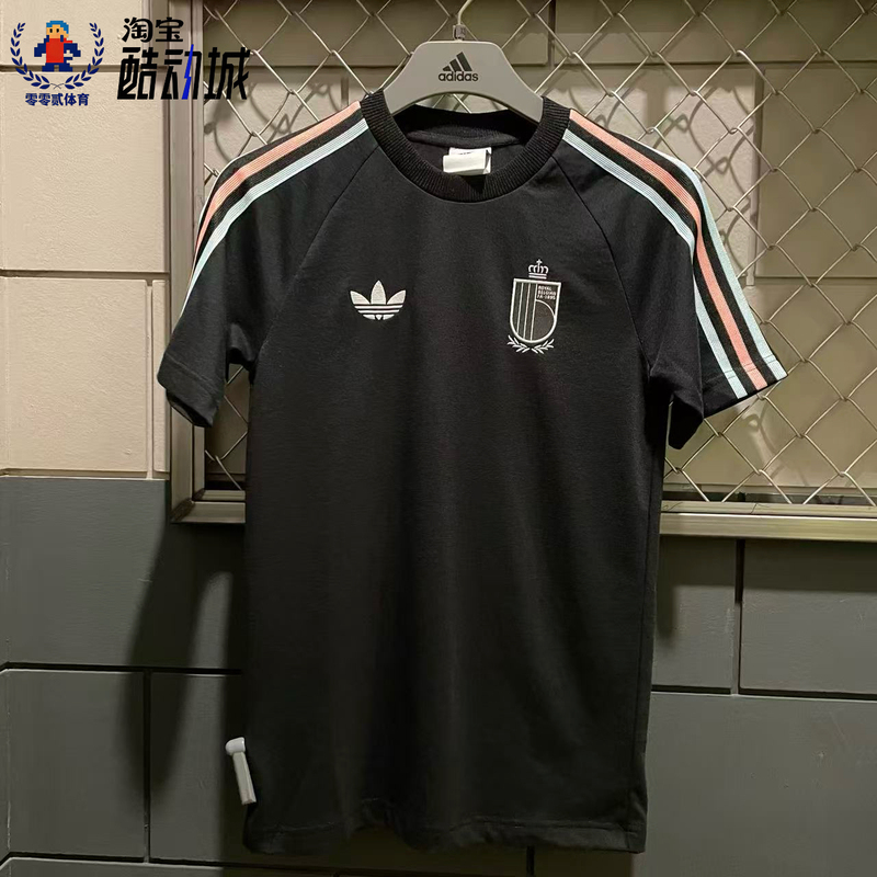 Adidas Genuine Belgian Team Retro Football Casual Culture Short-Sleeved Slim-Fit T-Shirt Jz2207