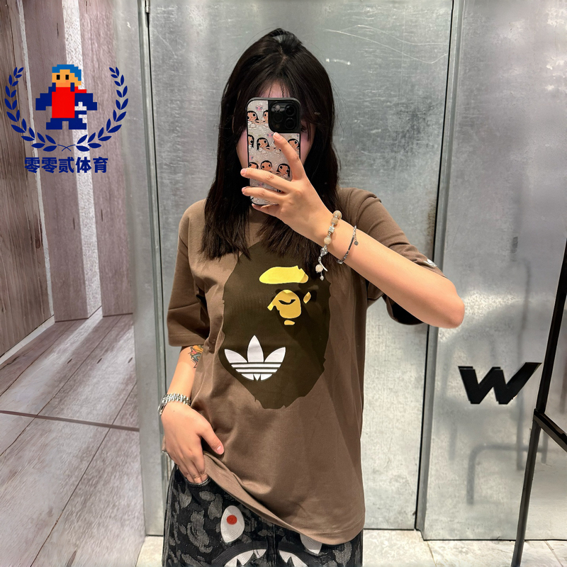 February New Product Adidas Trefoil Bape Collaboration Pure Cotton Sports Short-Sleeve T-Shirt for Men and Women Kf4915