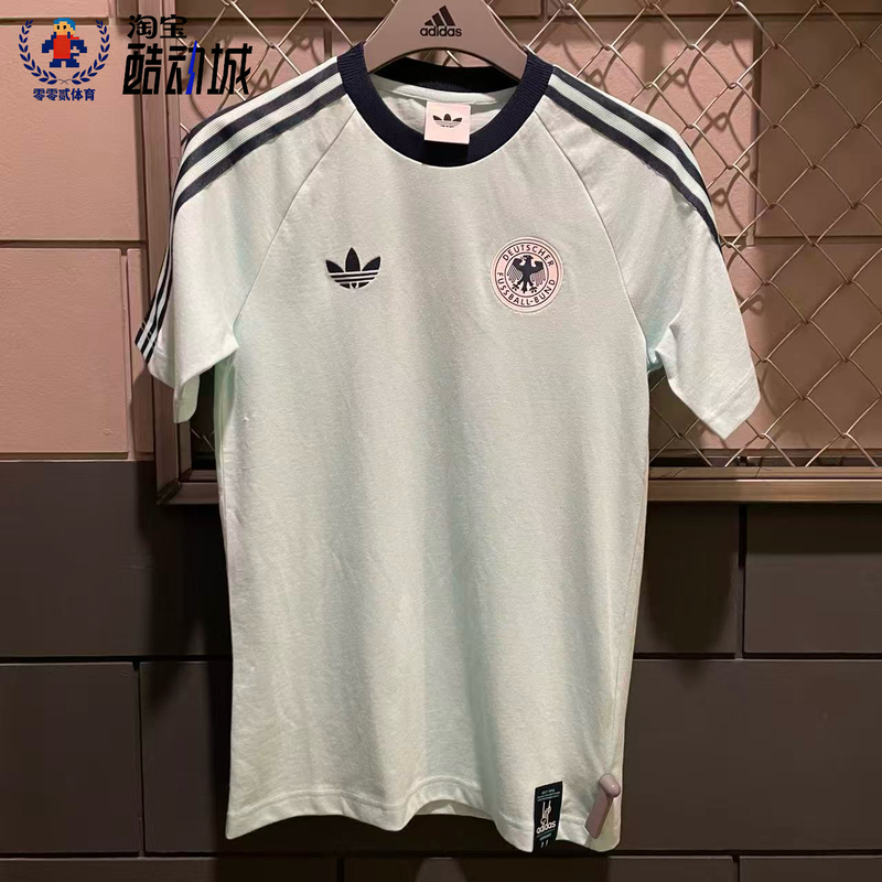 Adidas Genuine German Team Retro Football Casual Culture Slim-Fit Short-Sleeved T-Shirt Ke2928