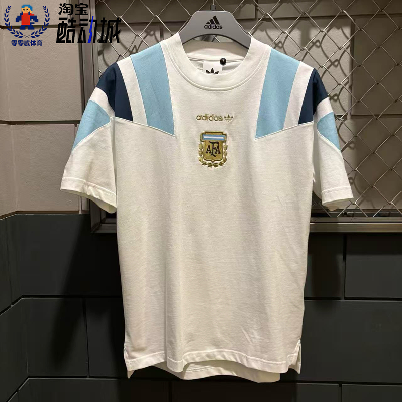 Adidas New Product Argentina Team Football Casual Culture Pure Cotton Knitted Short-Sleeved T-Shirt Kg2288