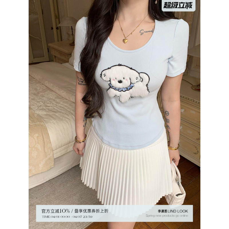 Li Xiaosa【Paper-Thin Waist】High-Waisted A-Line Pleated Skirt for Women, Summer Style, Slightly Plus-Size, College Style, Short Half-Skirt