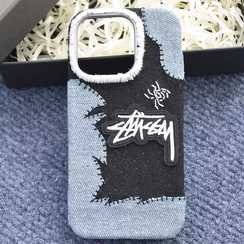 Stüssy Patchwork Denim Spider Embroidered iPhone Case for iPhone 17, 16, 15, 14 and 13