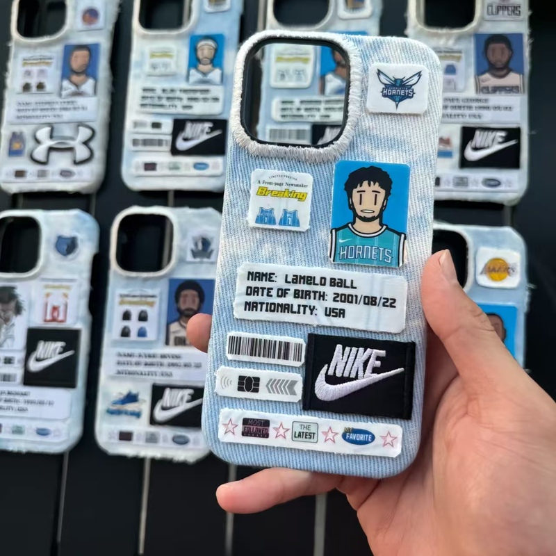 Anti-Drop Nba Basketball Phone Case Suitable for Any Model, Personalized Full-Cover Fabric Denim Protective Case