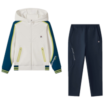 FILA Girls Suit 2024 Autumn New Childrens Sports Suit Big Childrens Jacket and Pants
