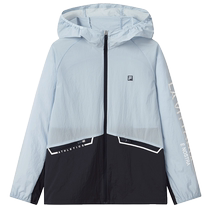 FILA childrens clothing childrens comprehensive training sports tops 2024 summer new style medium and large childrens boys hooded jacket trendy