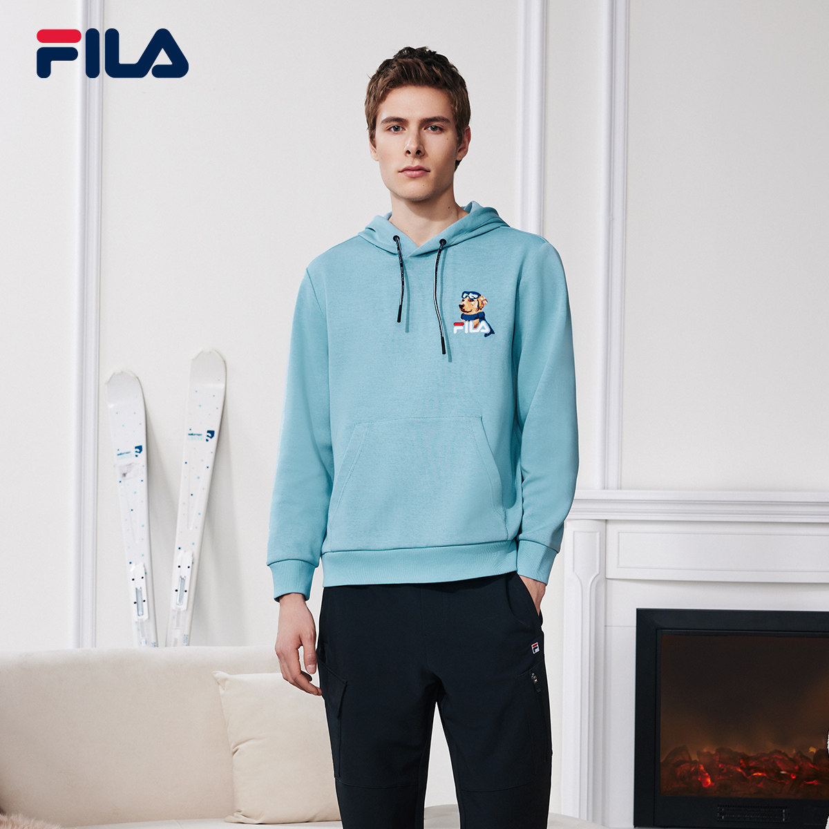 (Parenting) FILAFila children's clothing sports even hat sportswear winter new sets of hooded blouses