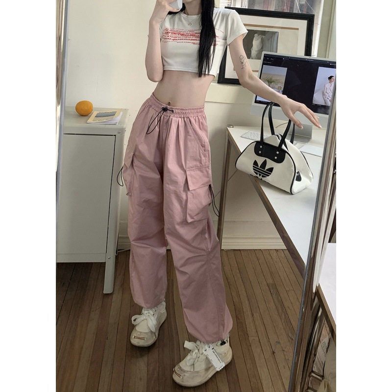 American Retro Workwear Casual Pants for Women, Summer Versatile Straight-Leg Drapey Jogger Pants, Loose Wide-Leg Pants for Spring and Autumn American Retro Workwear Casual Pants for Women, Summer Versatile Straight-Leg Drapey Jogger Pants, Loose Wide-Leg Pants for Spring and Autumn