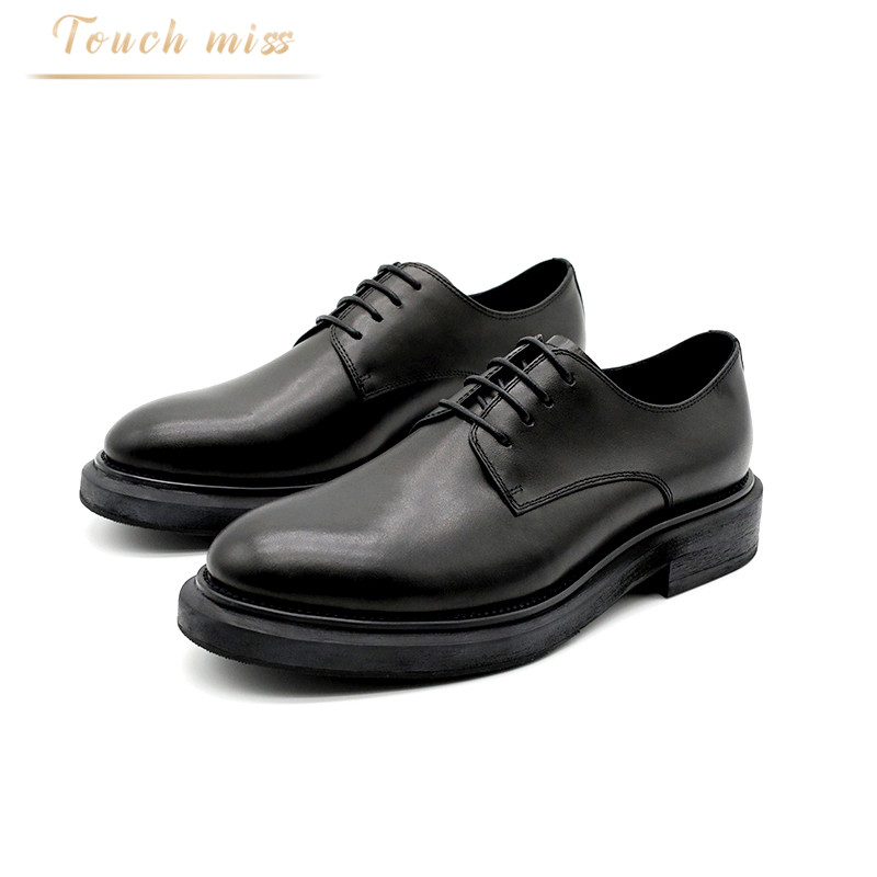 Touch Miss2021 new leather shoes business formal leather breathable casual shoes men's lace-up low-heeled derby shoes