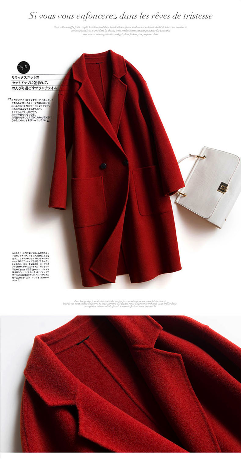 Áo khoác cashmere hai mặt dành cho nữ dài phần áo len cao cấp đặc biệt ưu đãi mùa giải 2018 mới Hepburn lỏng lẻo áo khoác nữ 2021