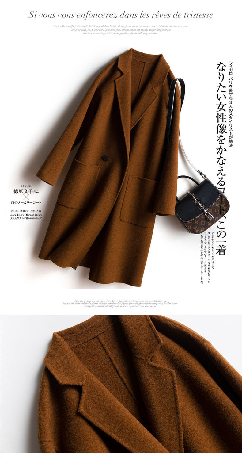 Áo khoác cashmere hai mặt dành cho nữ dài phần áo len cao cấp đặc biệt ưu đãi mùa giải 2018 mới Hepburn lỏng lẻo áo khoác nữ 2021