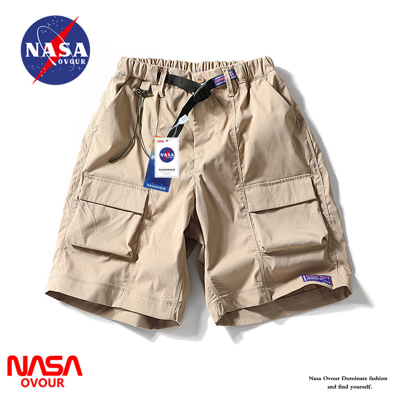Nasa Collaboration Japanese Trendy Brand Work Shorts for Men and Women, Summer Thin Multi-Pocket Straight Casual Sports Shorts
