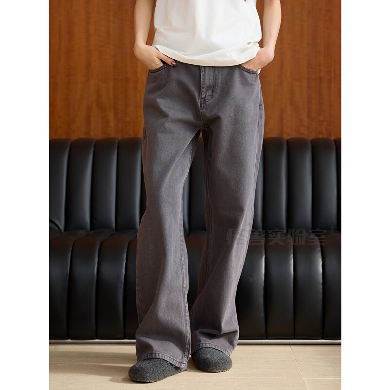 【M5】Monster Laboratory Straight-Leg 12-Ounce Interlock Fabric Dark Gray Vintage Jeans # B043