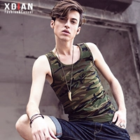 Tiếp tục vest nam Ngụy trang mùa hè thể thao thủy triều đồng phục nam bó sát mỏng cơ sở cotton in vest mồ hôi áo ba lỗ nam