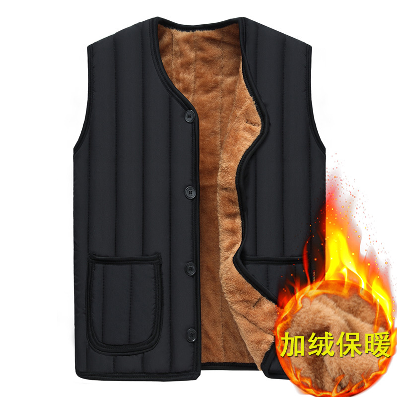Middle aged cotton waistcoat Male winter gush thickened vest Elderly winter clothing sleeveless vest Daddy Horse jacket jacket