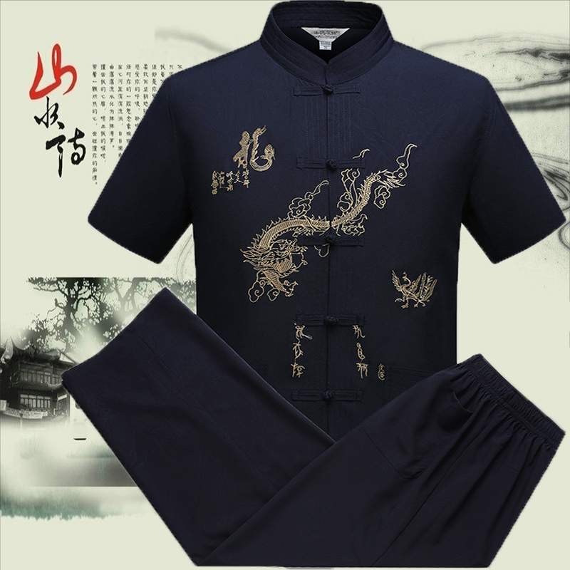 Tang suit men's suit short-sleeved Chinese style father's suit summer middle-aged and elderly 6070-year-old grandpa old man's clothes Hanfu