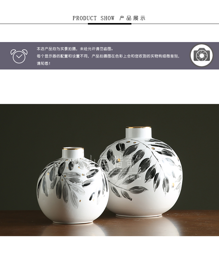Hand - made ceramic vase furnishing articles leaves the Nordic contracted home sitting room art flower arranging flowers, small ball bottle expressions using