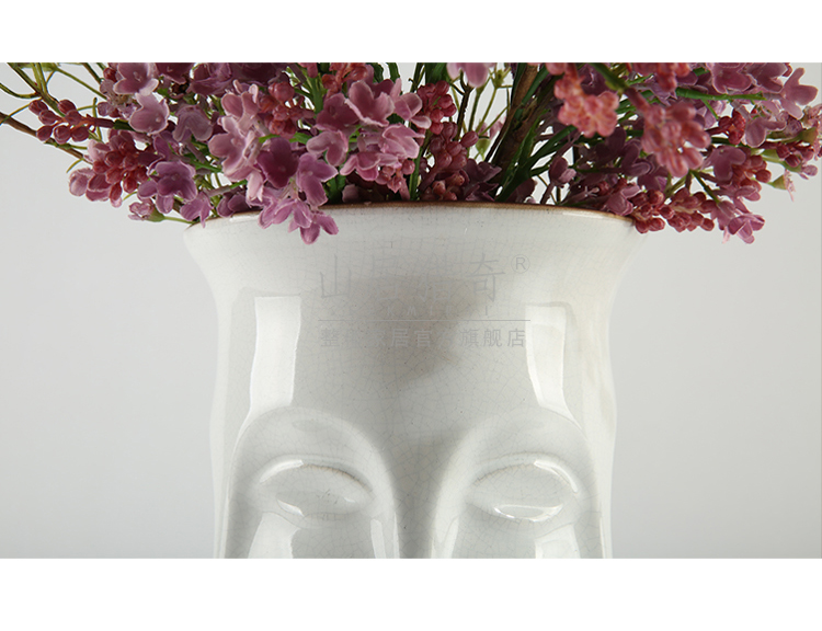 Nordic household creative face vase crack white ceramic vase furnishing articles example room table decoration