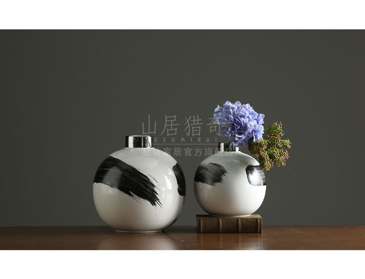 Nordic contracted small expressions using ball vase Chinese ink painting vases, pottery flower arranging example room living room table furnishing articles