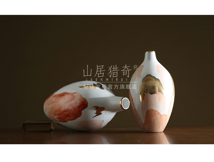 Convergent ceramic hand - made pastel landscape vase Chinese style porch sitting room flower arrangement of TV bar face dry flower flower