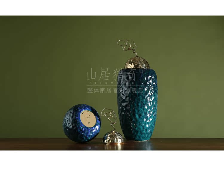 Zen of new Chinese style household soft adornment example room sitting room porch decorate as the metal ceramic lucky cloud cover