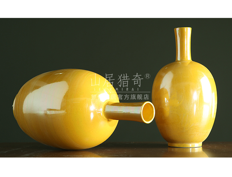 Fine expressions using golden ceramic vase Nordic home sitting room soft assembly act the role of dry flower art flower arranging device example room