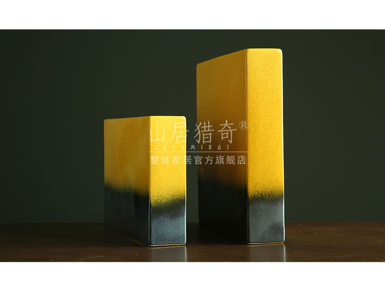 I and contracted orange square ceramic flower arranging zen example room household soft adornment sitting room mesa vase
