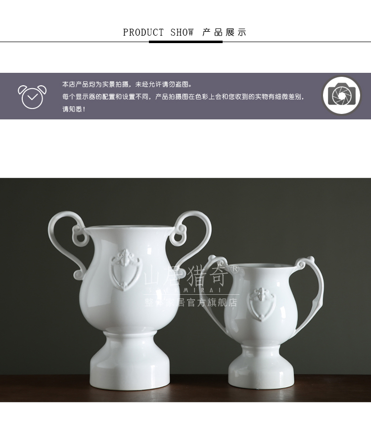 Example room sitting room creative flower arranging device ou shifang decorative vase trophy type restoring ancient ways ears old ceramic vase