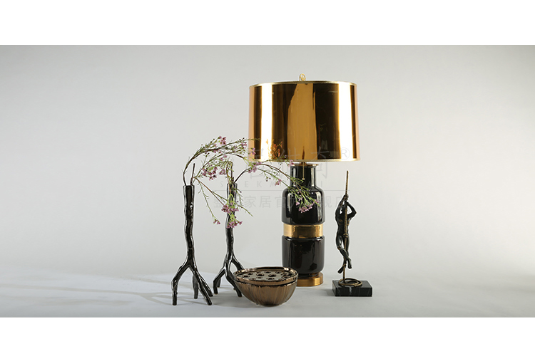 Postmodern designer example room adornment bedroom berth lamp Chinese style living room ceramic belt bottle lamp