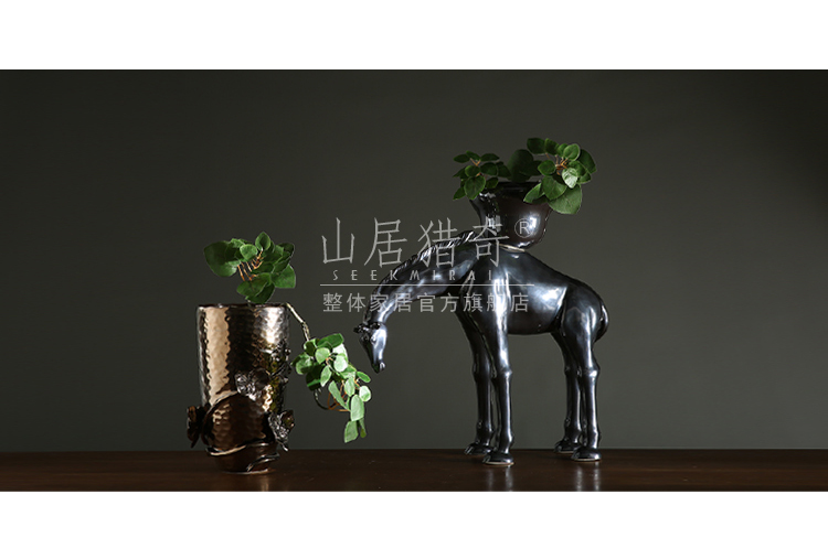 American decorative flower arranging flower implement ceramic animal flowerpot creative ceramic household act the role ofing is tasted deer deer furnishing articles top basin