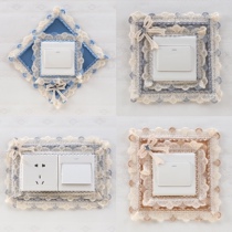 Switch wall sticker protective cover lace non-stick fabric socket cover frame modern simple wall switch protective cover