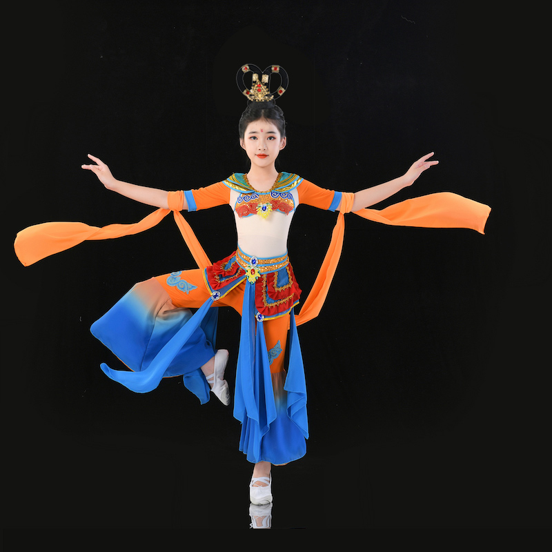 Dunhuang Dance Show Children Daughter Fellow Chang'e Moon Costume Classical Dance Back Bipa Performance Costume