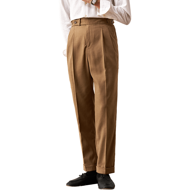 
[Light, comfortable and breathable wool] JUESION Italian retro Naples double pleated men's casual trousers