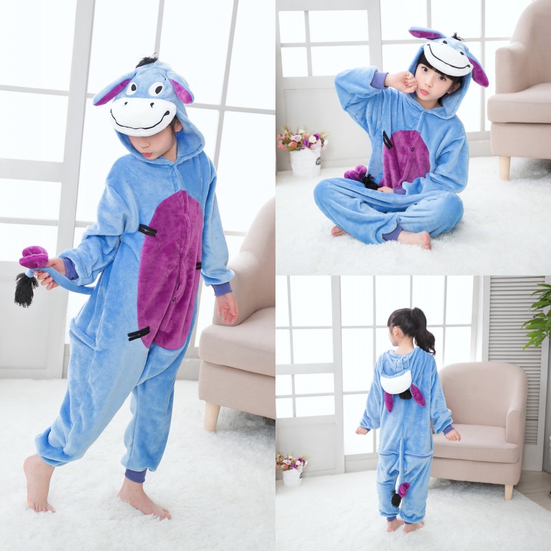 Flannel trẻ em mặc thỏ con phim hoạt hình động vật đồ ngủ một mảnh bé trai và bé gái nhà phục vụ trang phục trình diễn ao so sinh be trai