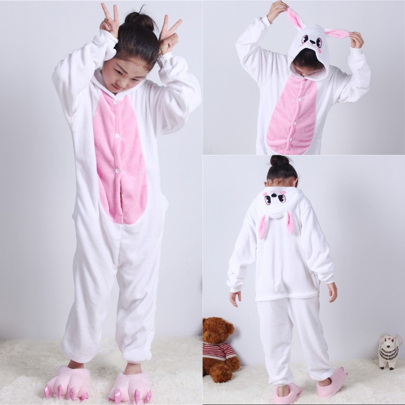 Flannel trẻ em mặc thỏ con phim hoạt hình động vật đồ ngủ một mảnh bé trai và bé gái nhà phục vụ trang phục trình diễn ao so sinh be trai