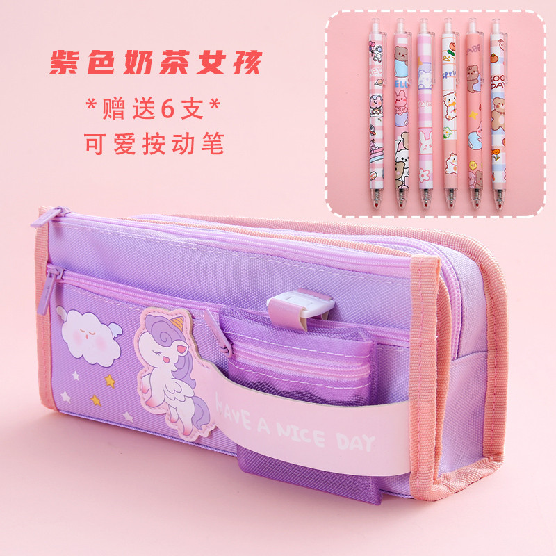 Pen Bag Girl Elementary School Students 2022 New Pop Mesh Yarn Pen Bags Ins Day Series Large Capacity Adolescent Girls Hearts Cute Pencil Case Junior High School Girls Lead Pencil Case Small Crowdbriefs Stationery Bag Pencil Bag Girls