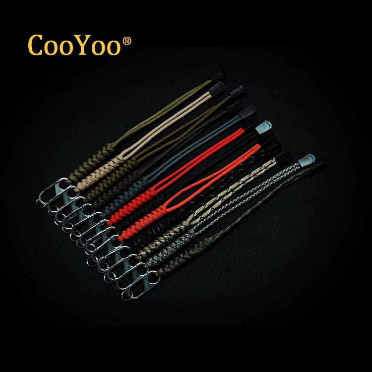 CoyoYoo key chain flashlight rope hanging rope umbrella rope handwoven DIY decorative knife pendant knife rope stainless steel buckle