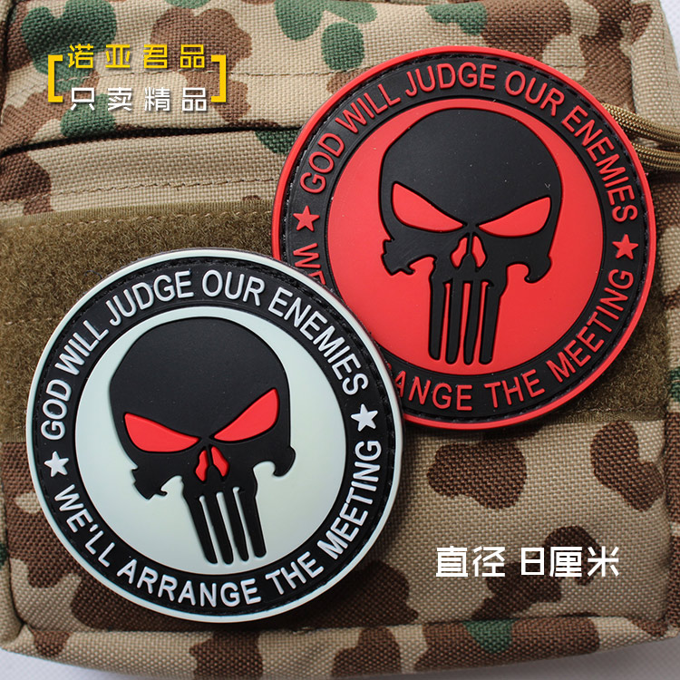 Thickened PVC Punisher Luminous Armband 3D Three-dimensional Drop Plastic Velcro Tactical Chapter Wash-free Waterproof Personality Pack