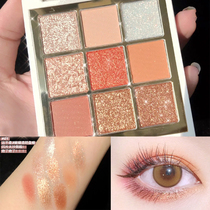Jiugongge eyeshadow palette ins super hot lasting no makeup niche brand earth color flash powder pearly matte