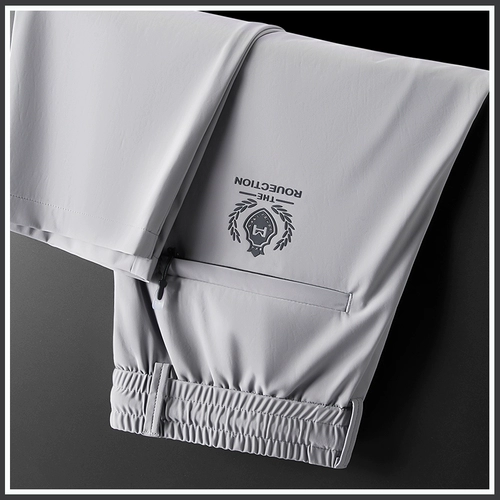 Мужские шелковые летние тонкие штаны, эластичные быстросохнущие спортивные сандалии, свободный прямой крой