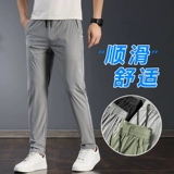 Мужские шелковые тонкие летние штаны, быстросохнущие осенние повседневные брюки, свободный прямой крой